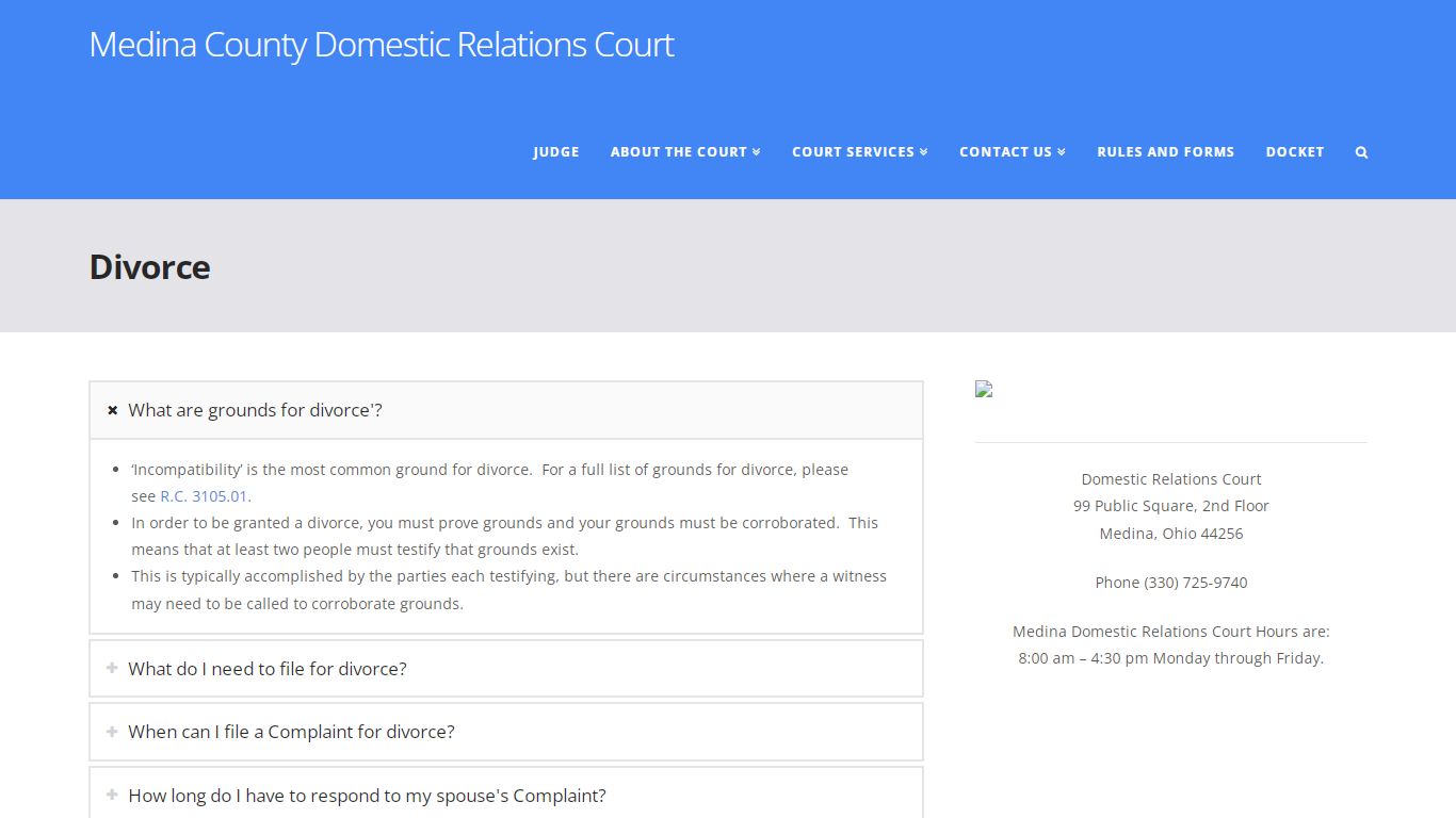 Divorce | Medina County Domestic Relations Court